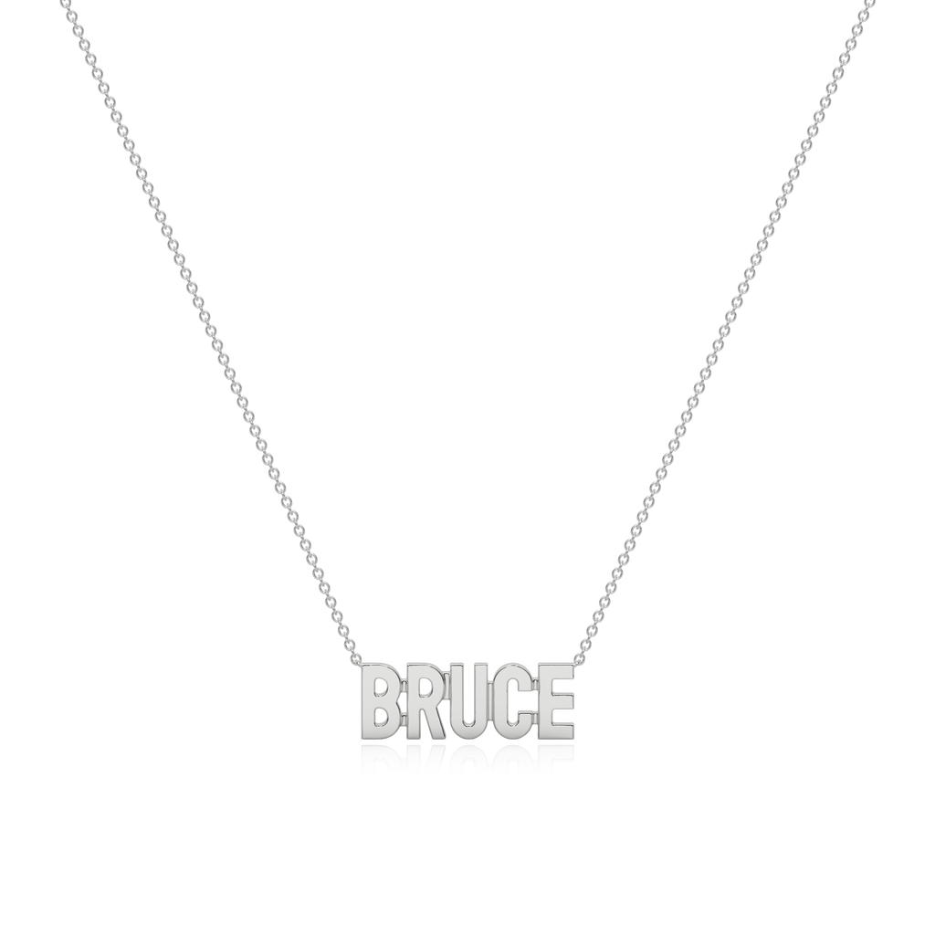 BRUCE Rhodium Plated Silver Signature name necklace AW24N002RD