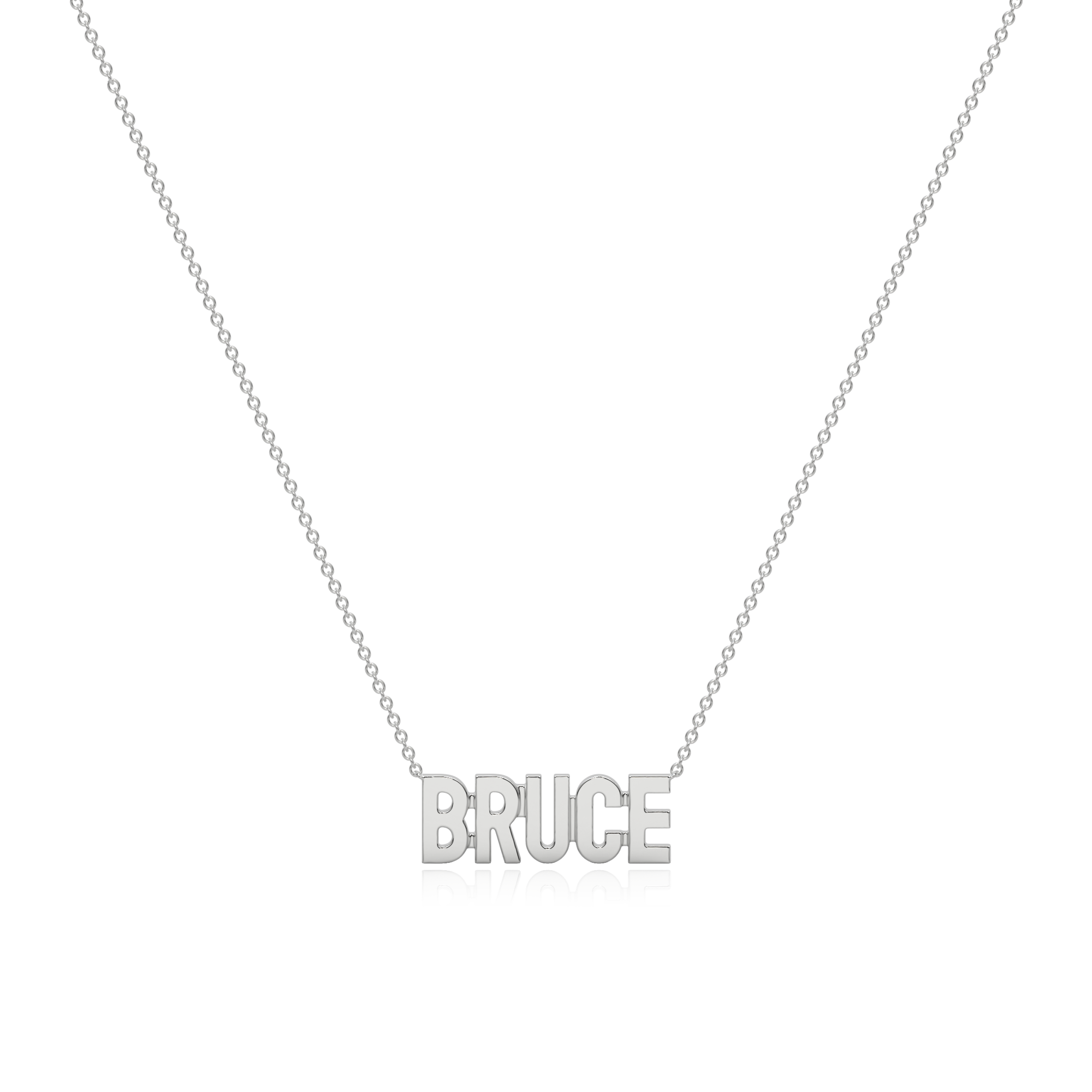 BRUCE Rhodium Plated Silver Signature name necklace AW24N002RD