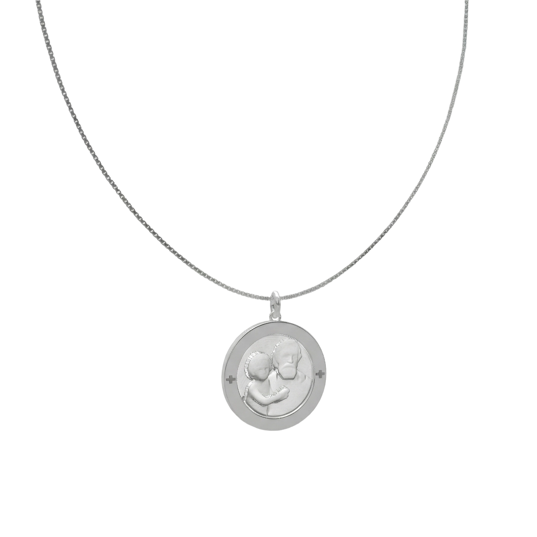 Rhodium Plated Round CircaCarve Necklace for Both Men and Women
