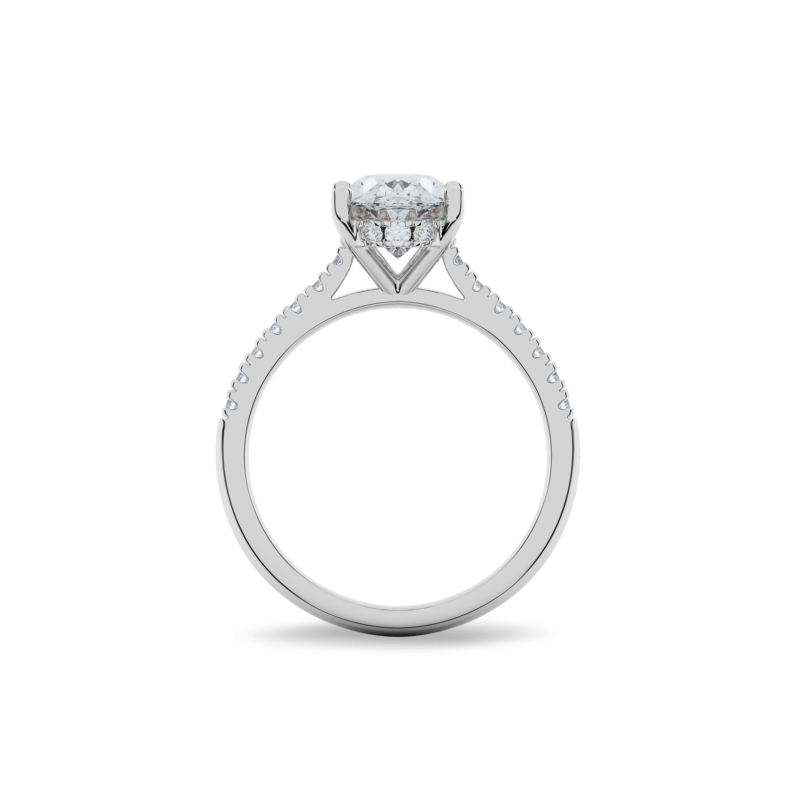 Hidden Halo II Oval Lab Grown Diamond Ring in 14K White Gold