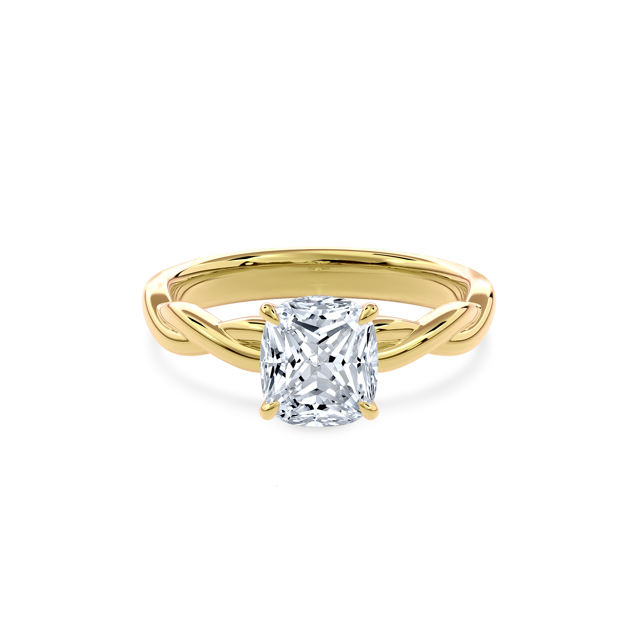Rhea Twisted Engagement Ring Cushion•Yellow Gold