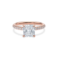 Dia Solitaire Pave Engagement Ring Radiant•Rose Gold