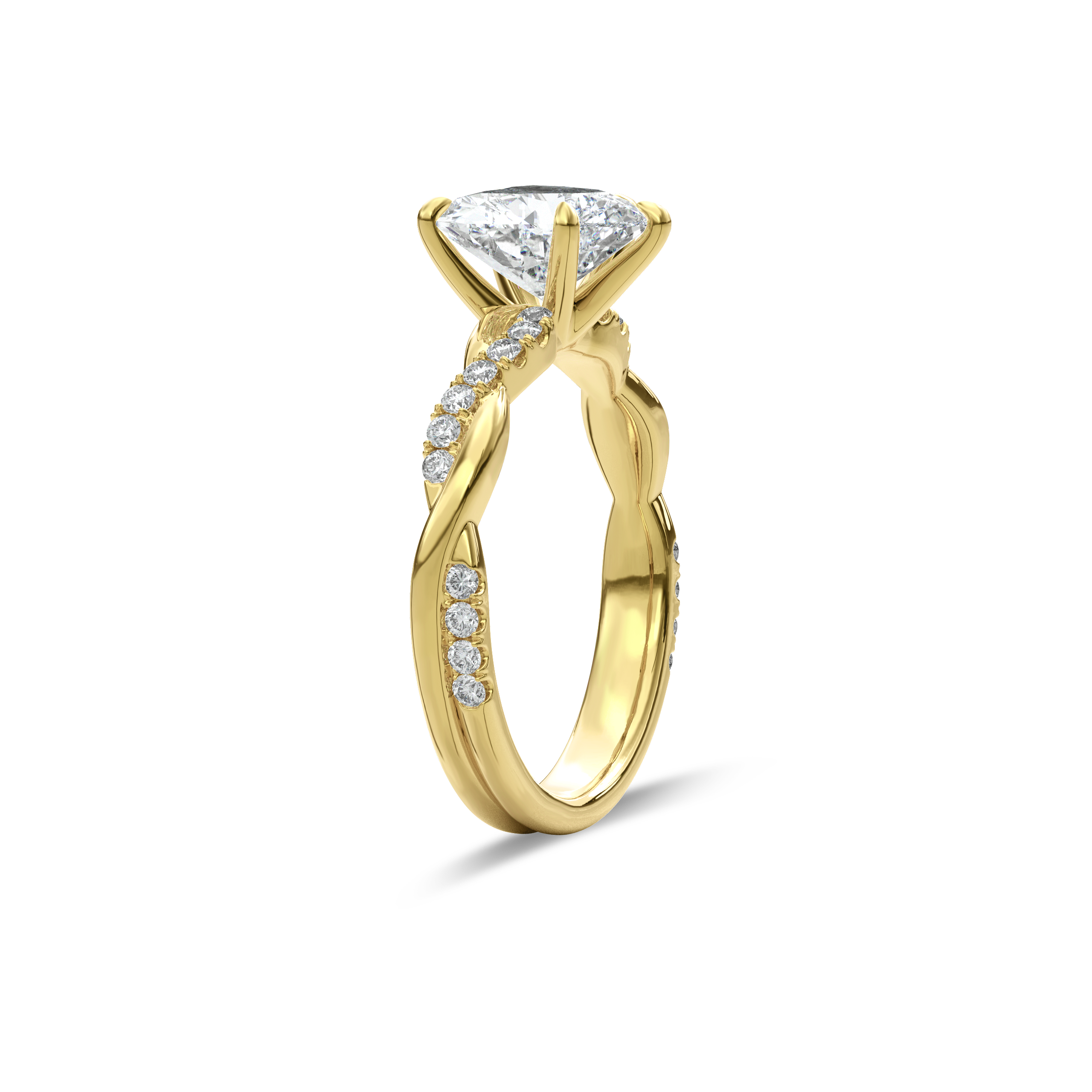 Rhea Twisted Pave Engagement Ring Heart•Yellow Gold