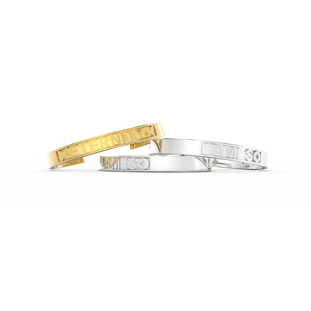 Rhodium Plated Silver CharmMark ModuType Cuff SS25B001R