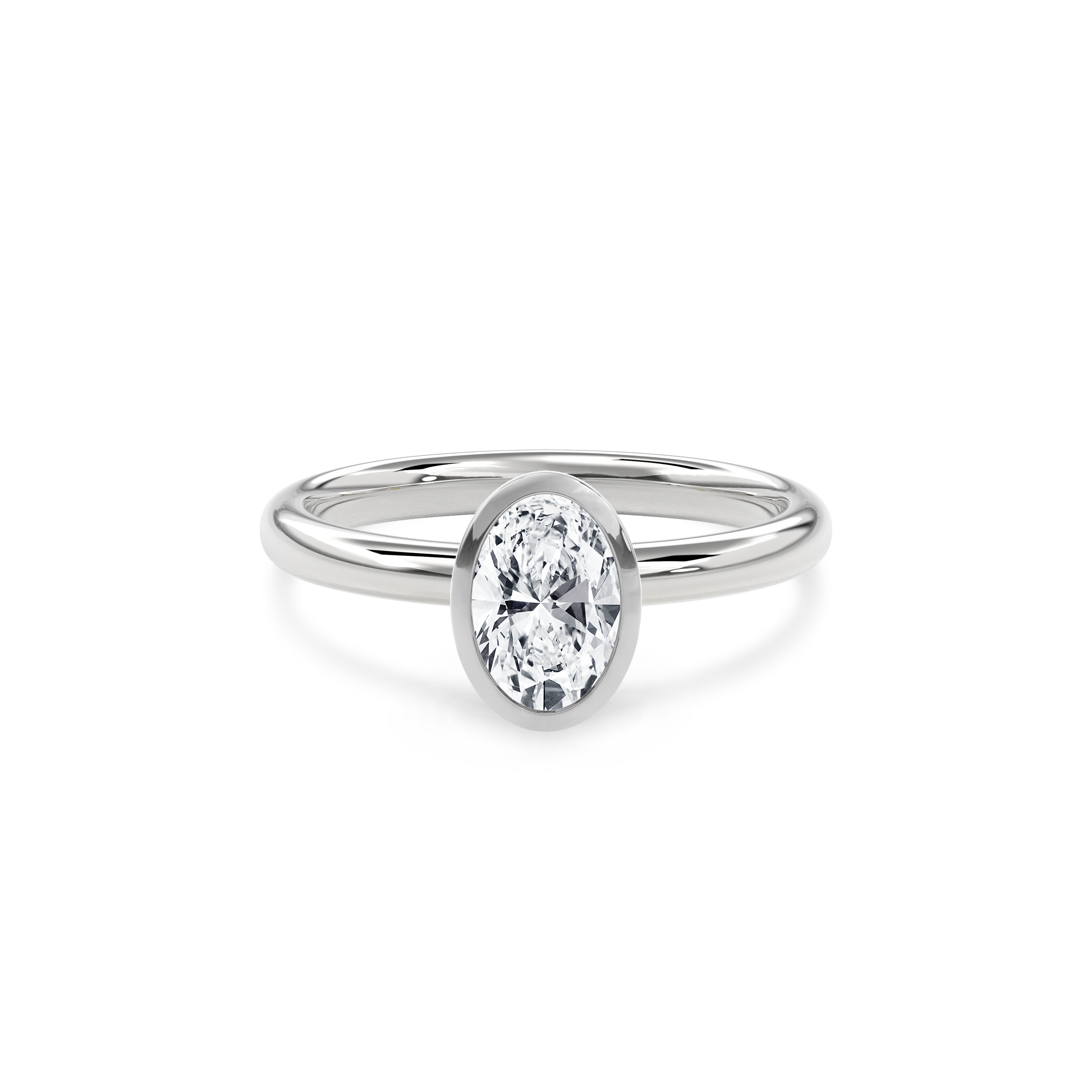 Bezel Ring Oval•White Gold