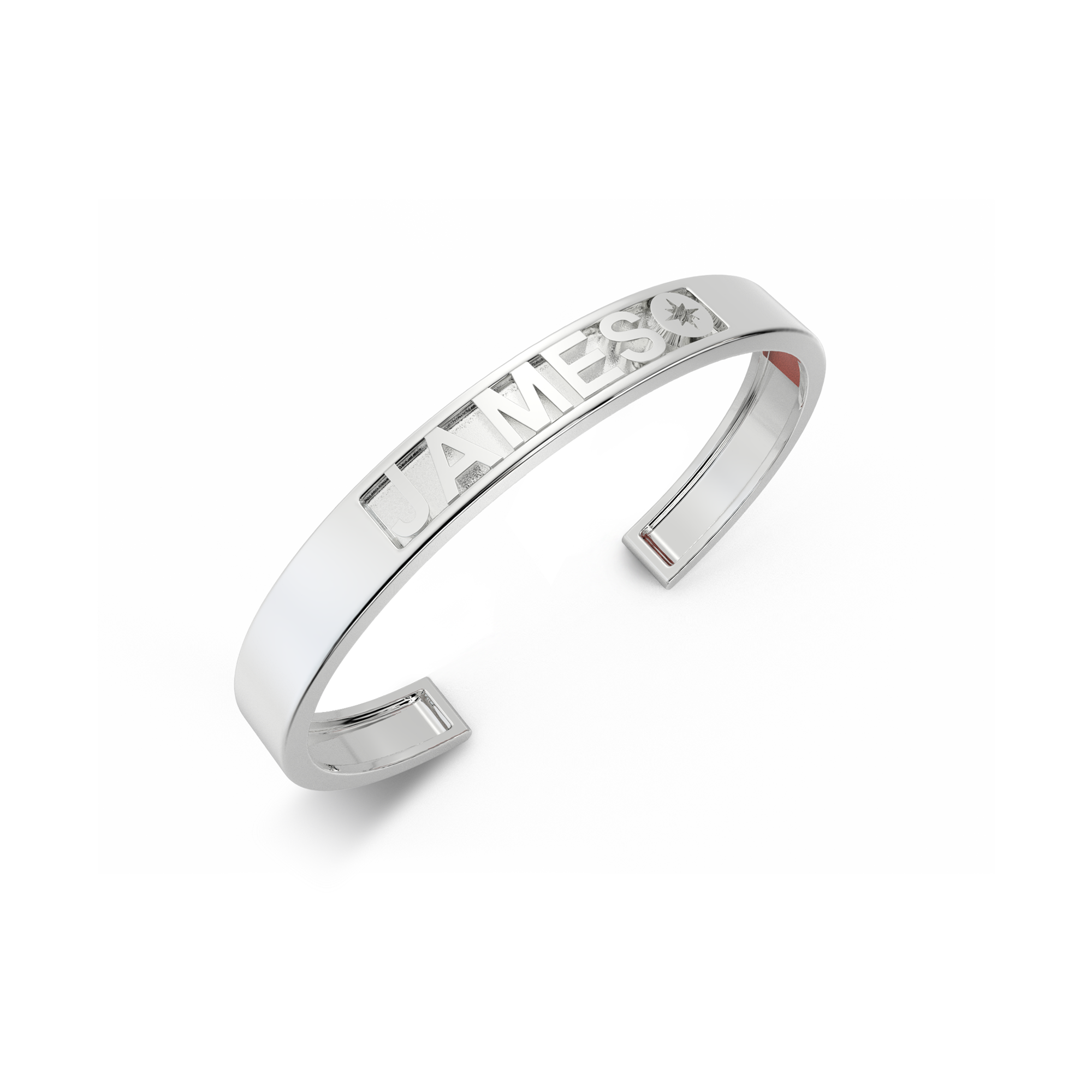Rhodium Plated Silver CharmMark ModuType Cuff SS25B001R