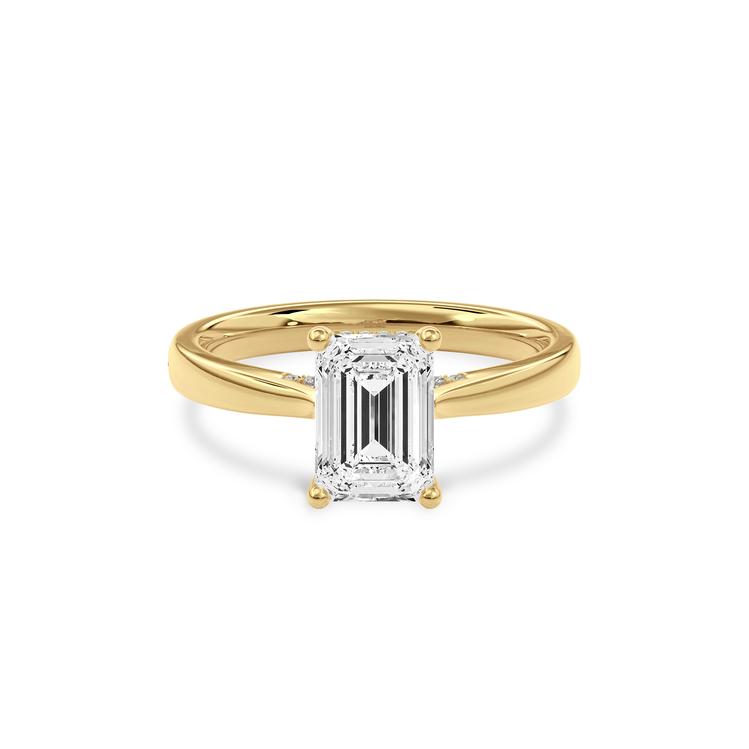 Elara Hidden Halo Salitaire Engagement Ring Emerald•Yellow Gold