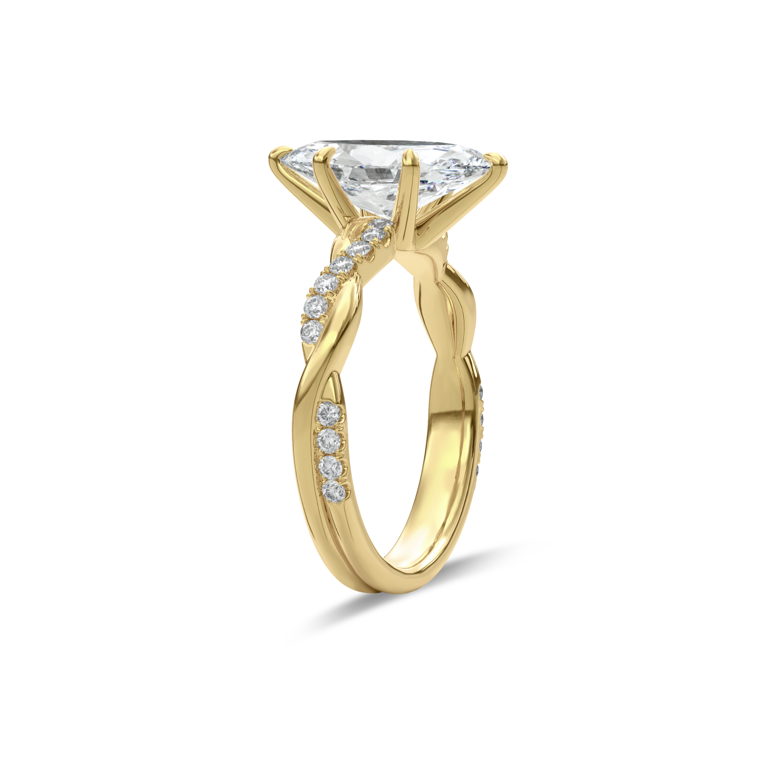 Rhea Twisted Pave Engagement Ring Marquise•Yellow Gold
