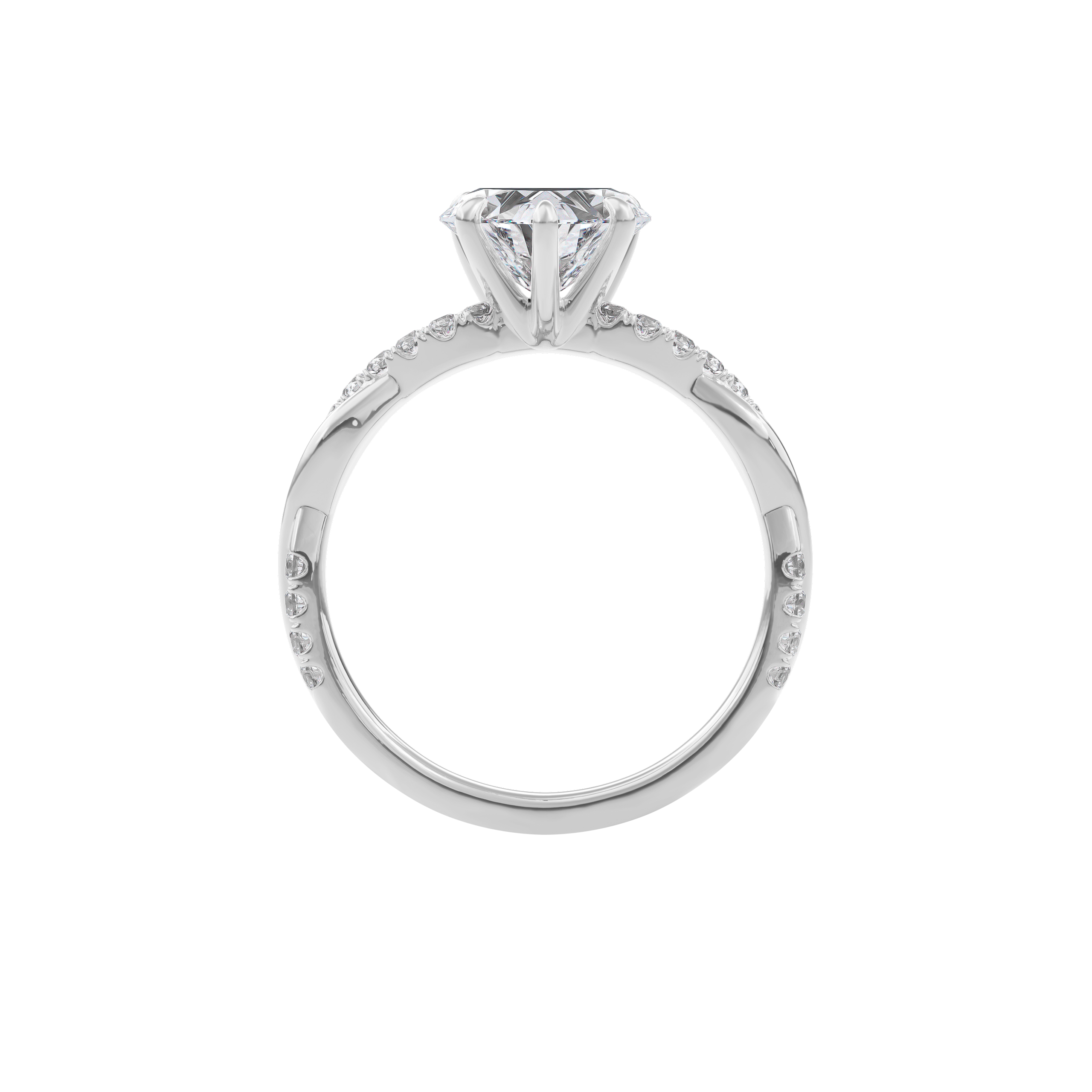 Rhea Twisted Pave Engagement Ring Heart•White Gold