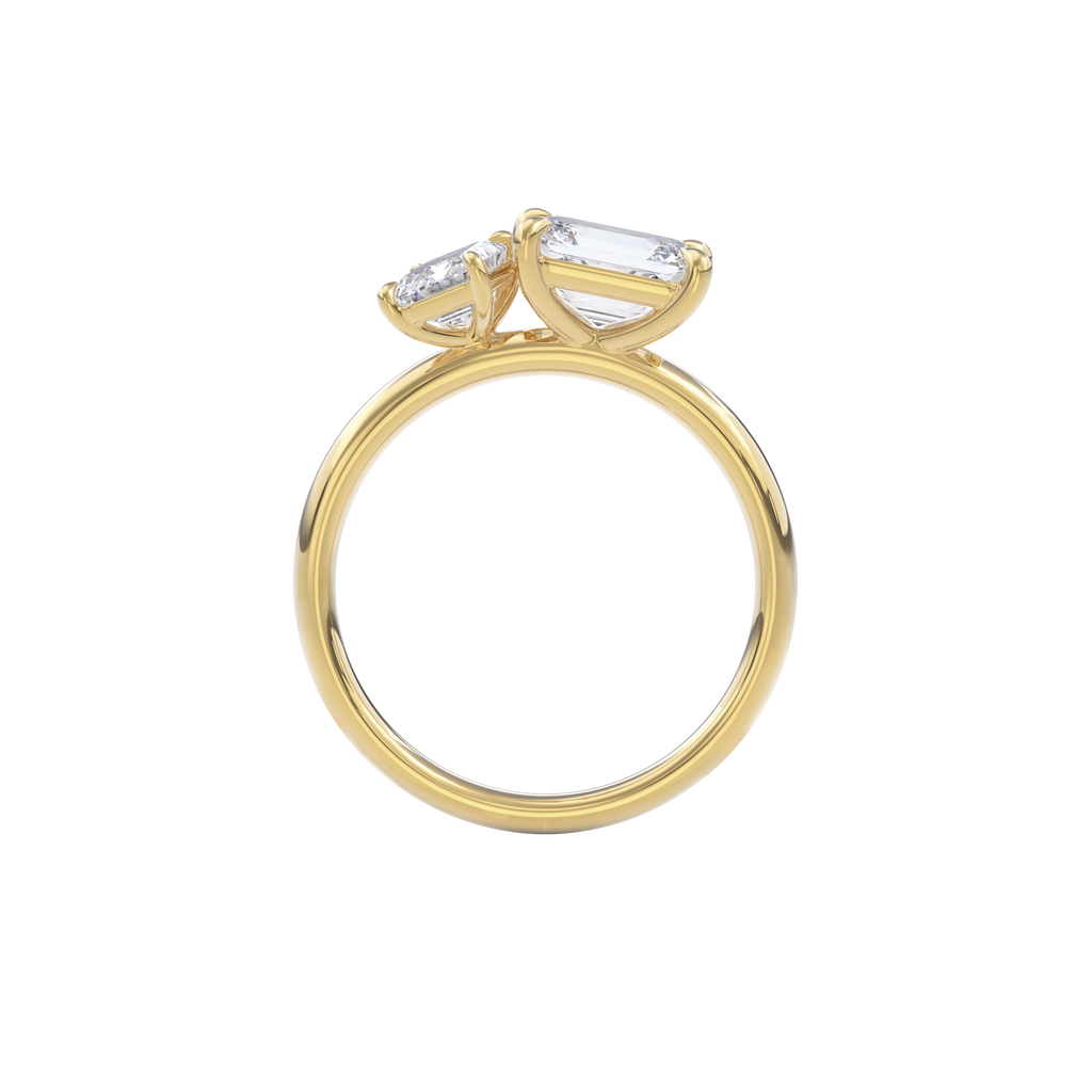 Callisto Two Stones Engagement Ring Emerald•Yellow Gold