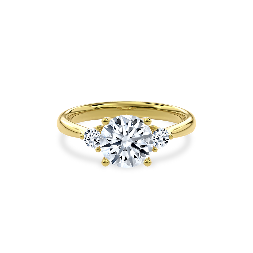 Daphnis Three Stones Engagement Ring Round•Yellow Gold