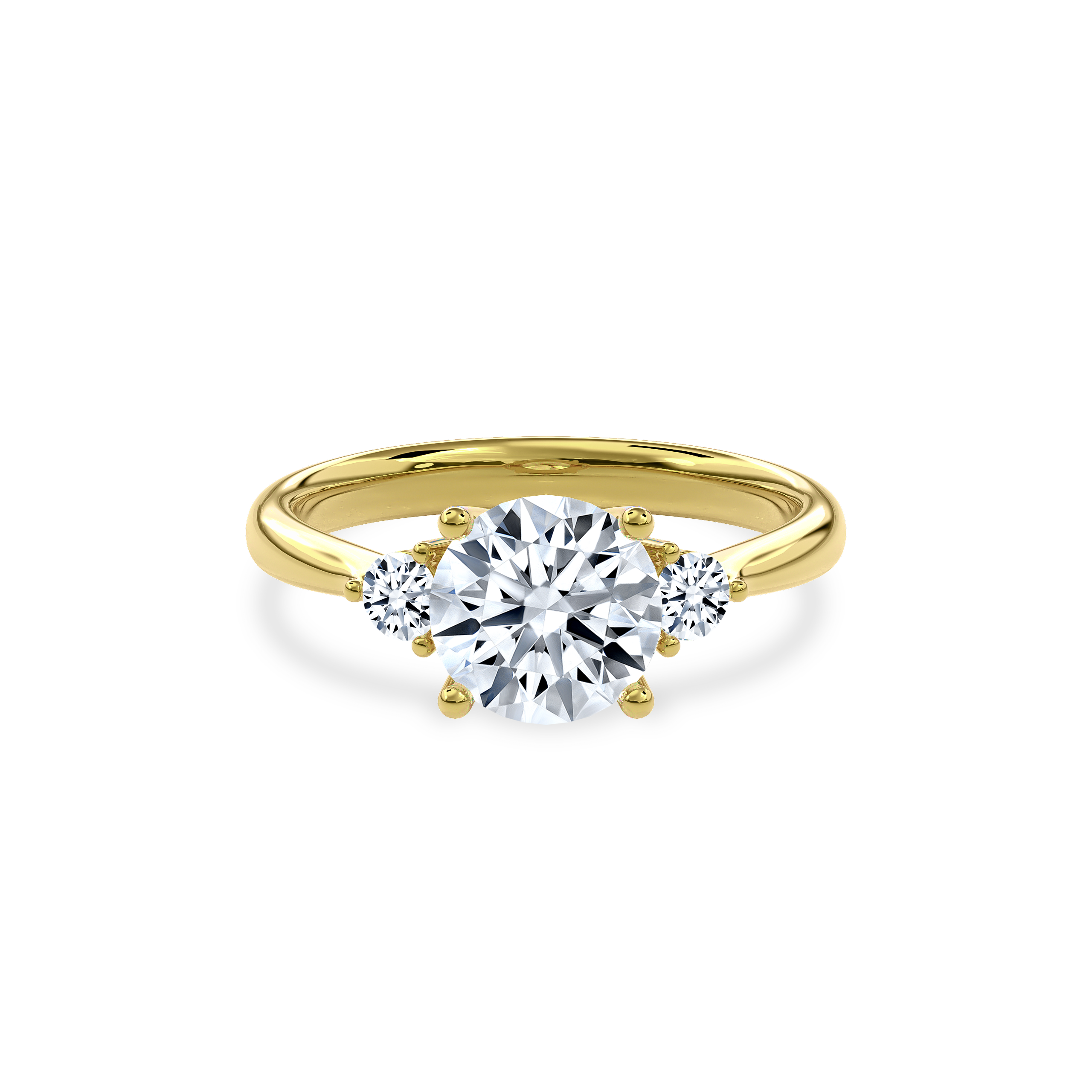 Daphnis Three Stones Engagement Ring Round•Yellow Gold
