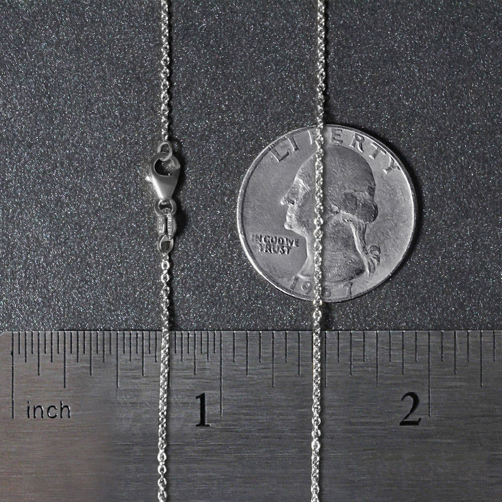 14k White Gold Oval Cable Link Chain (1.20 mm)