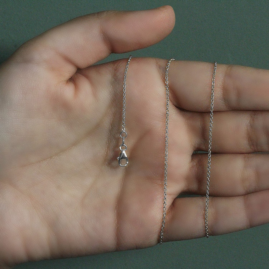 14k White Gold Oval Cable Link Chain (1.20 mm)