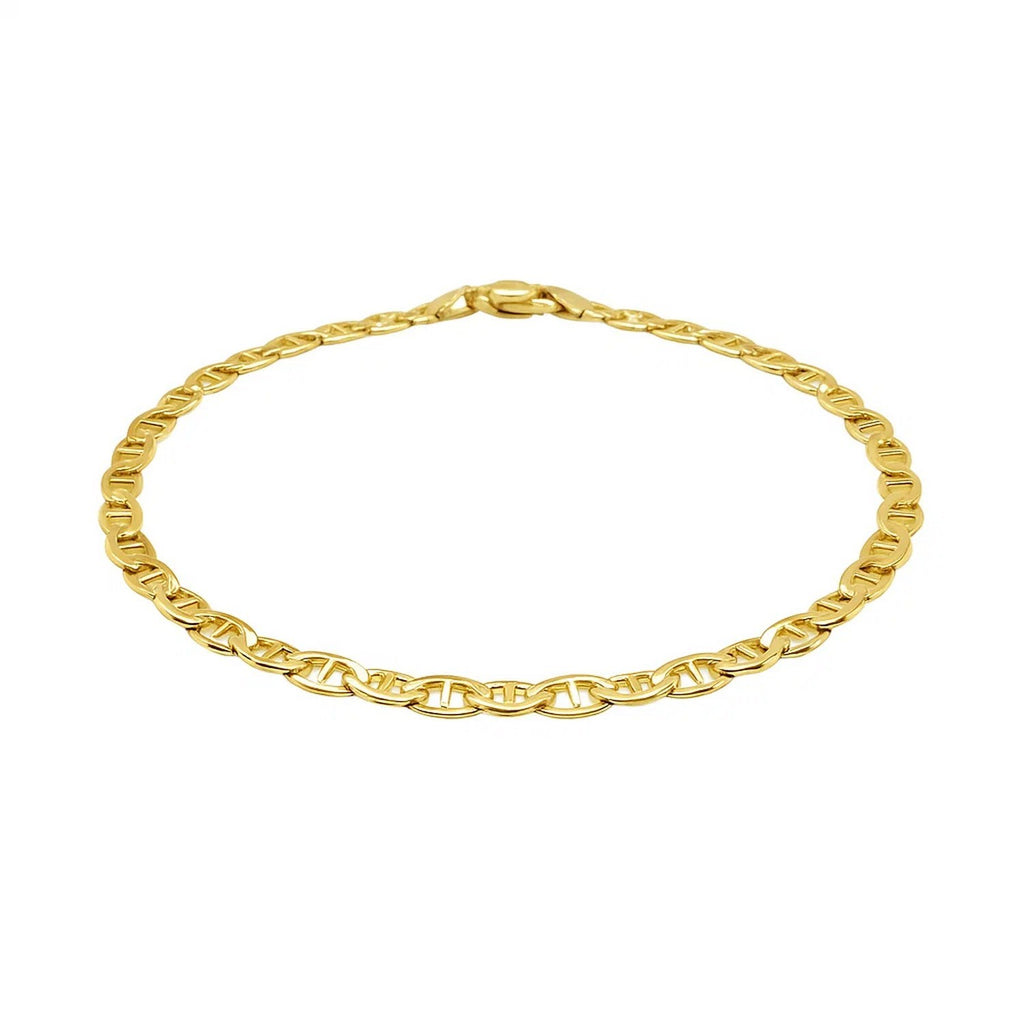 3.2mm 14k Yellow Gold Mariner Link Anklet