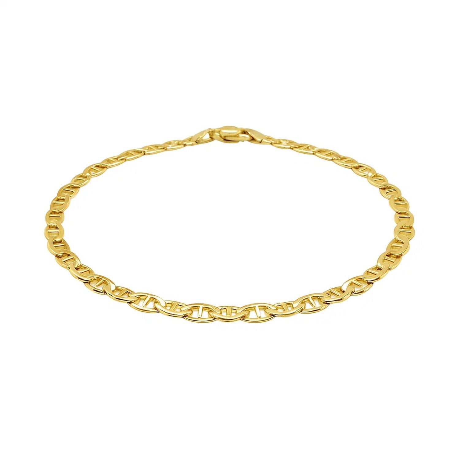 3.2mm 14k Yellow Gold Mariner Link Anklet