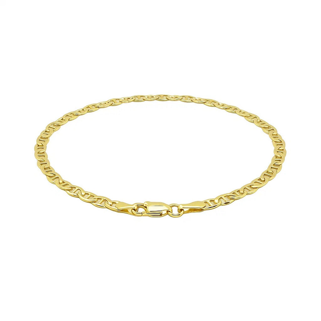 3.2mm 14k Yellow Gold Mariner Link Anklet