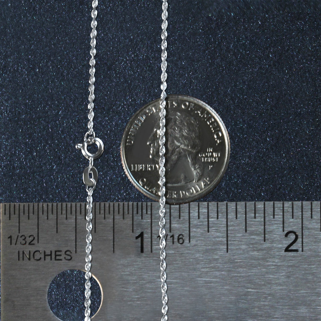 10k White Gold Solid Diamond Cut Rope Chain (1.40 mm)