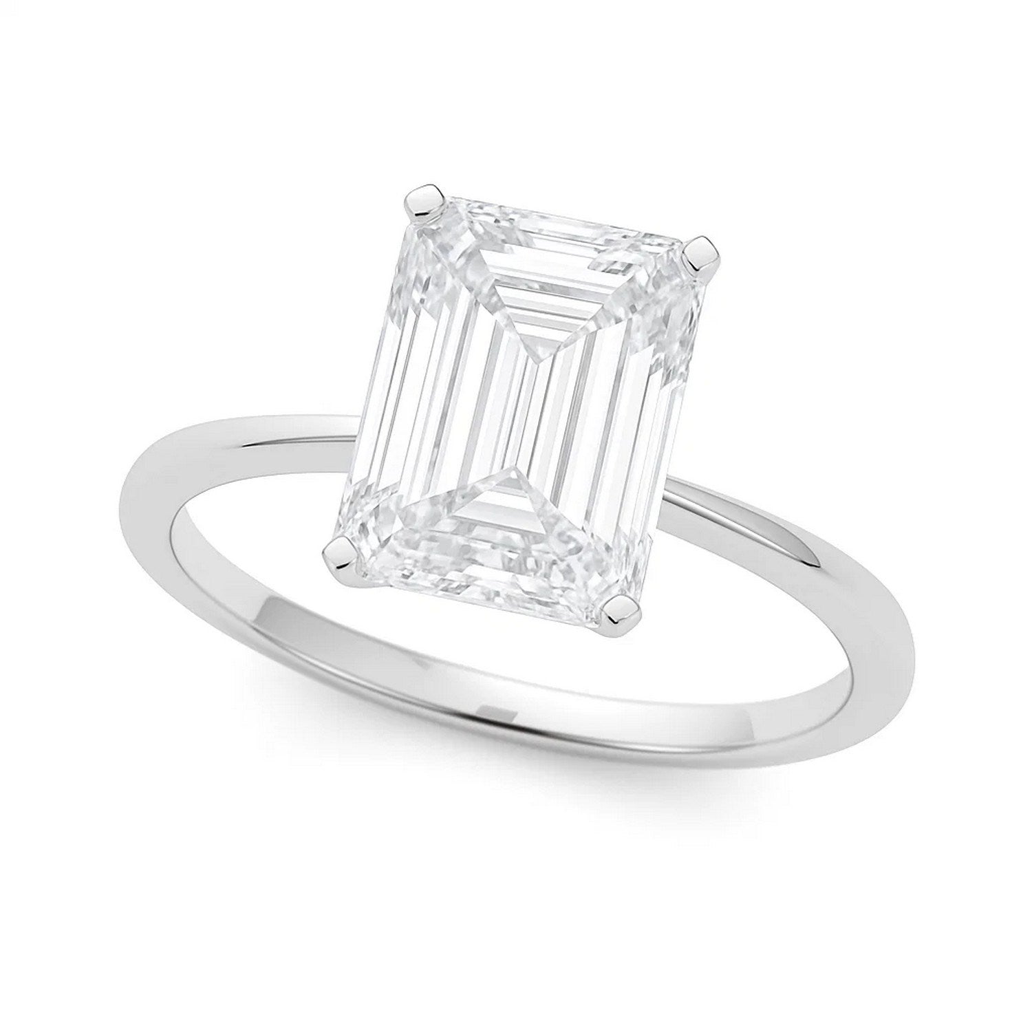5 Carat Radiant Lab Grown IGI G/VS1 Diamond Solitaire Ring in 14K White Gold