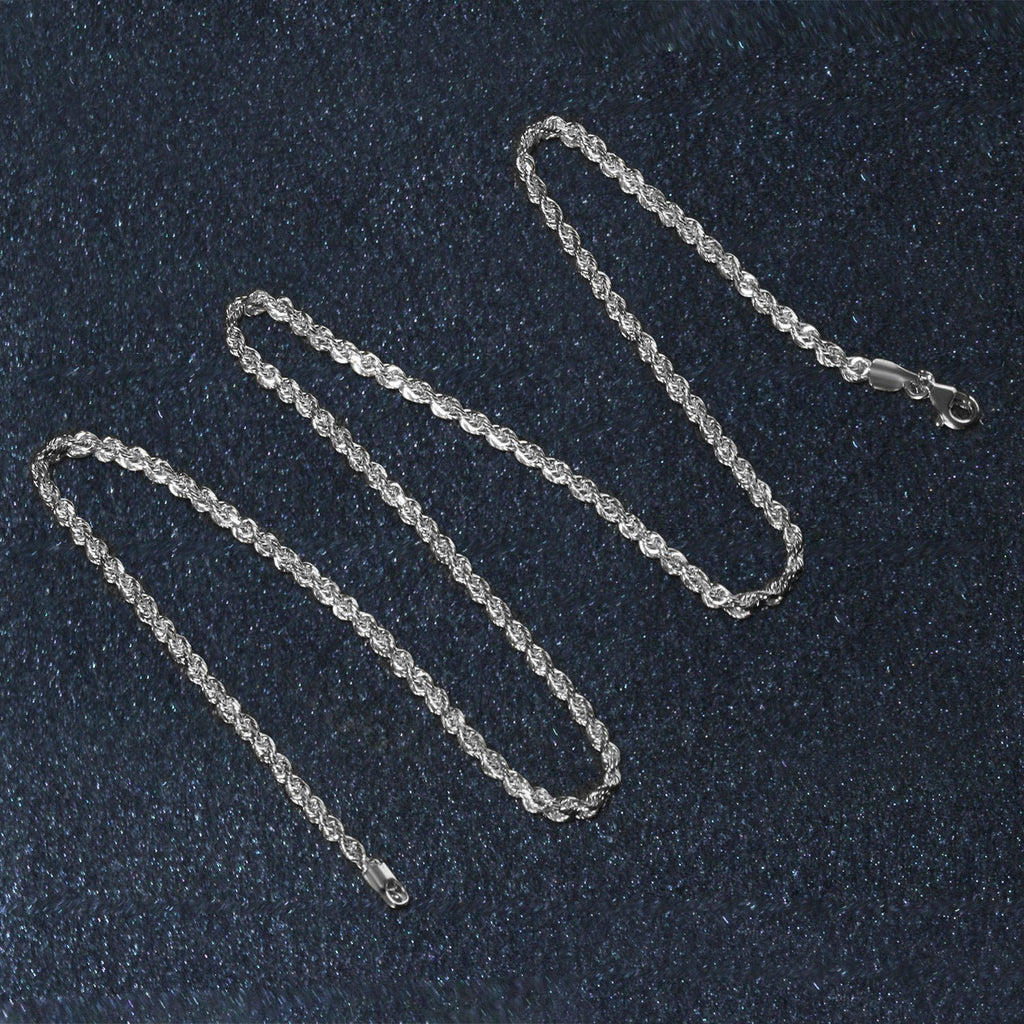 14k White Gold Solid Diamond Cut Rope Chain (2.50 mm)
