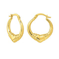 Large Heart Hoop Earrings in 14K Yellow Gold