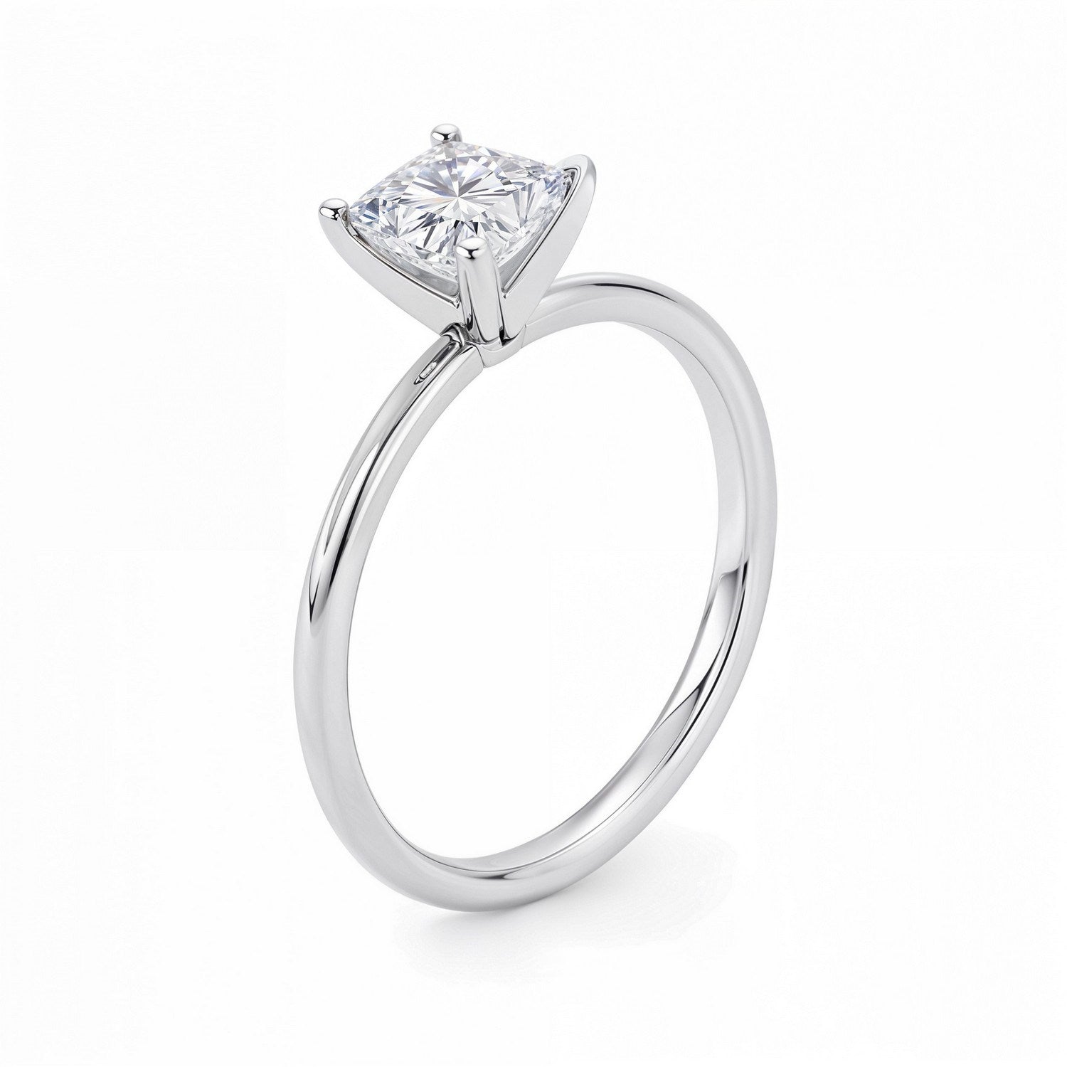 1 Carat Princess Lab Grown IGI G/VS1 Diamond Solitaire Ring in 14K White Gold
