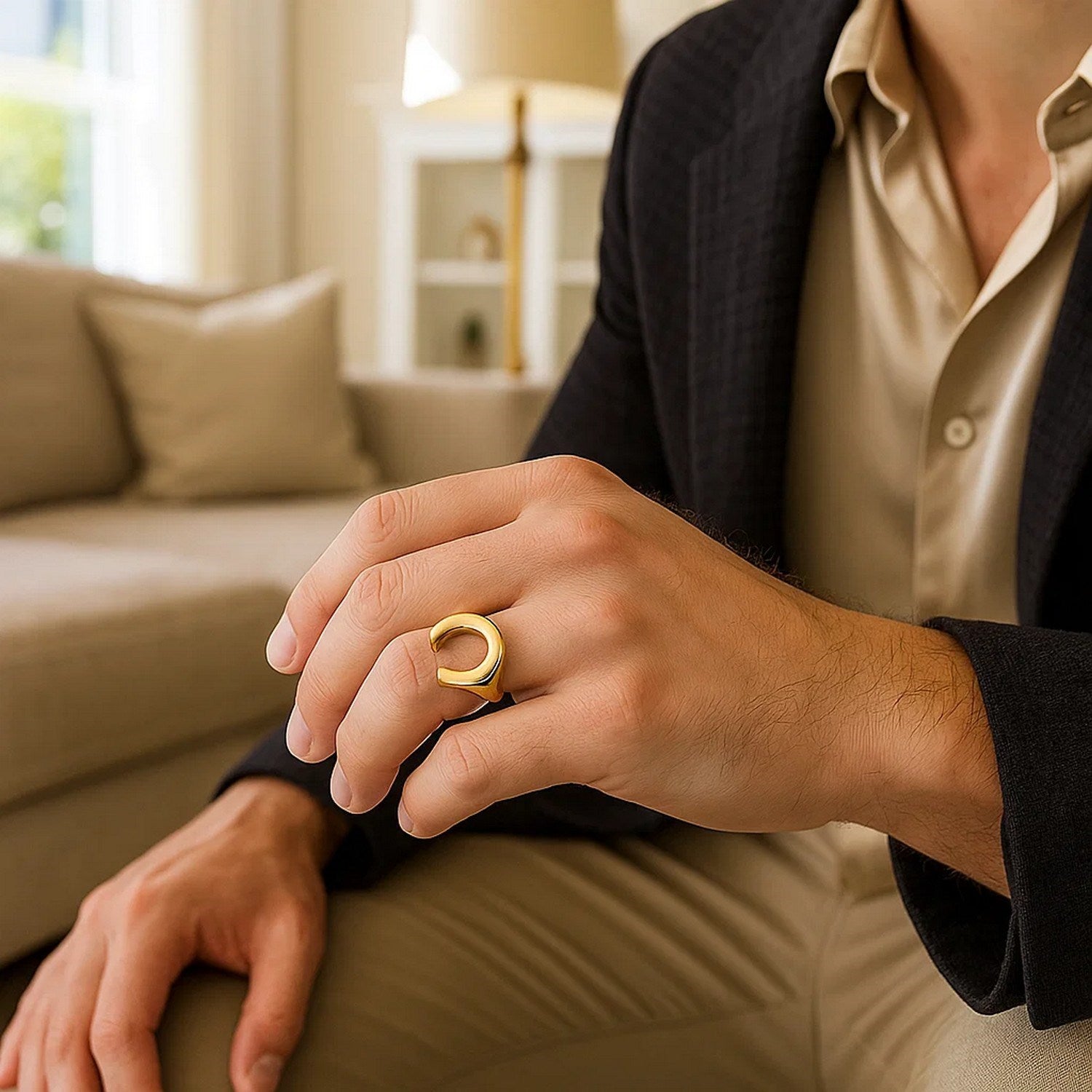 Horseshoe Ring in 14K Yellow Gold (8.00 mm)