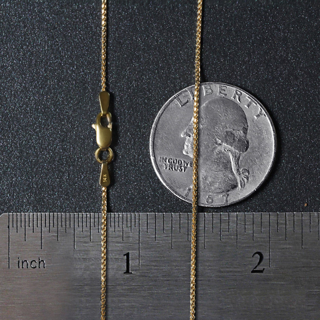 14k Yellow Gold Diamond Cut Round Wheat Chain (1.00 mm)