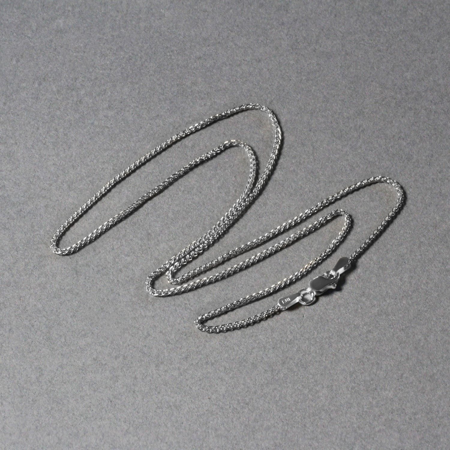 14k White Gold Diamond Cut Round Wheat Chain (1.20 mm)