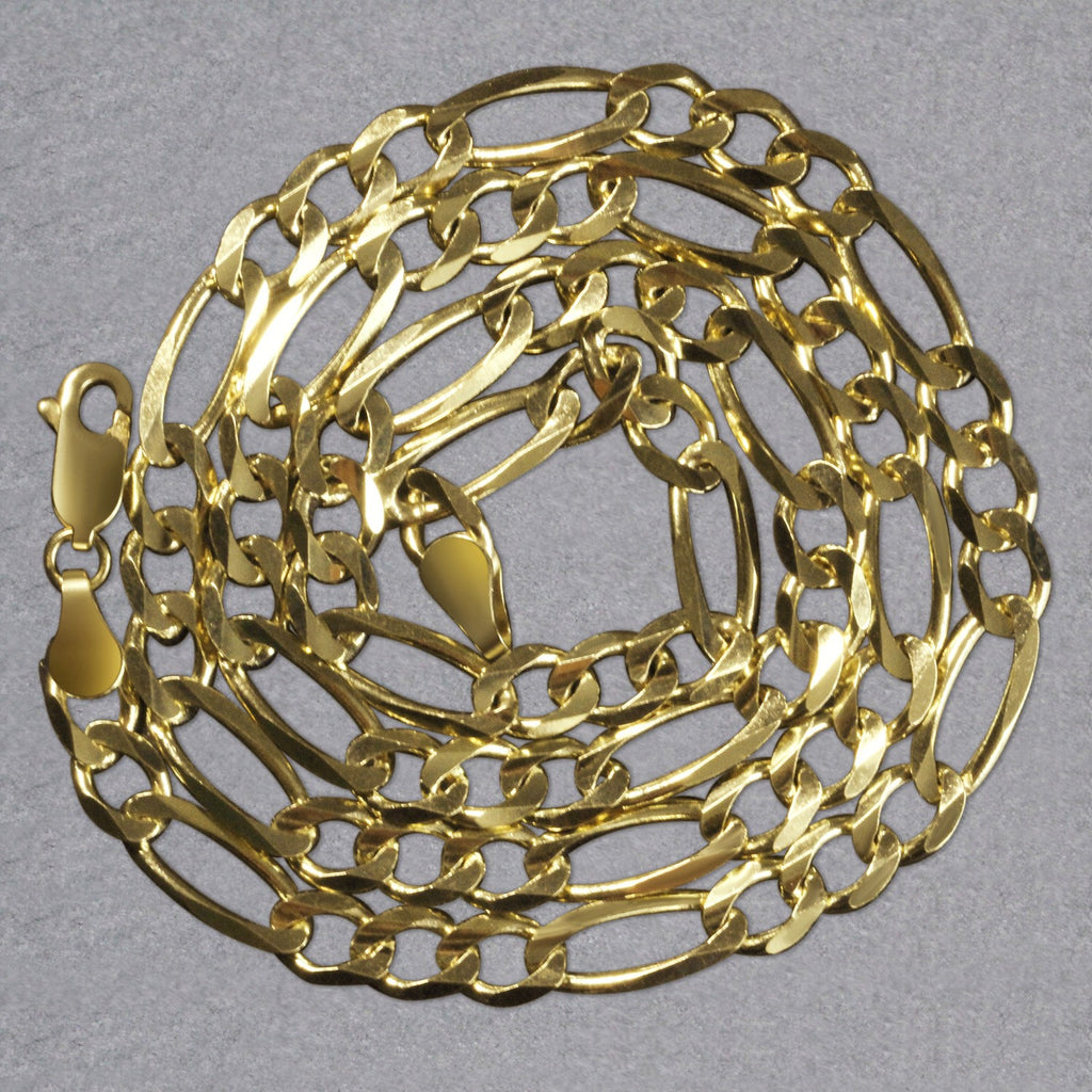 10K Yellow Gold Solid Figaro Chain (5.30 mm)