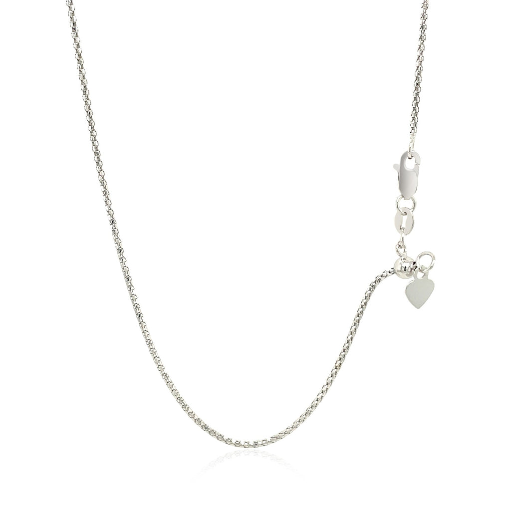 14k White Gold Adjustable Popcorn Chain (1.00 mm)