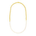 14k Yellow Gold Oval Chain Necklace with Pearls