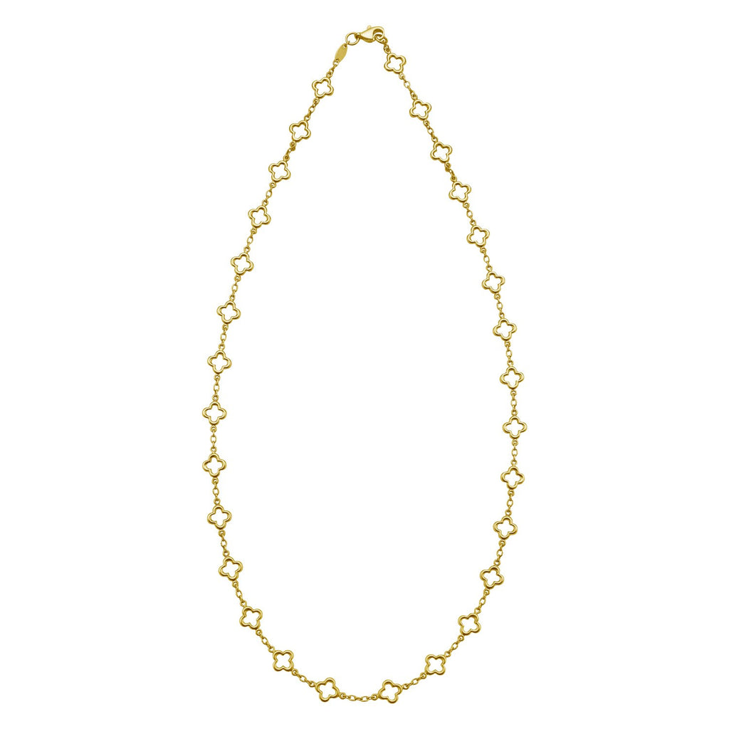 14K Yellow Gold Clover Link Necklace (7.00 mm)