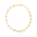 14K Yellow Gold MOP Heart Mirror Gem Bracelet