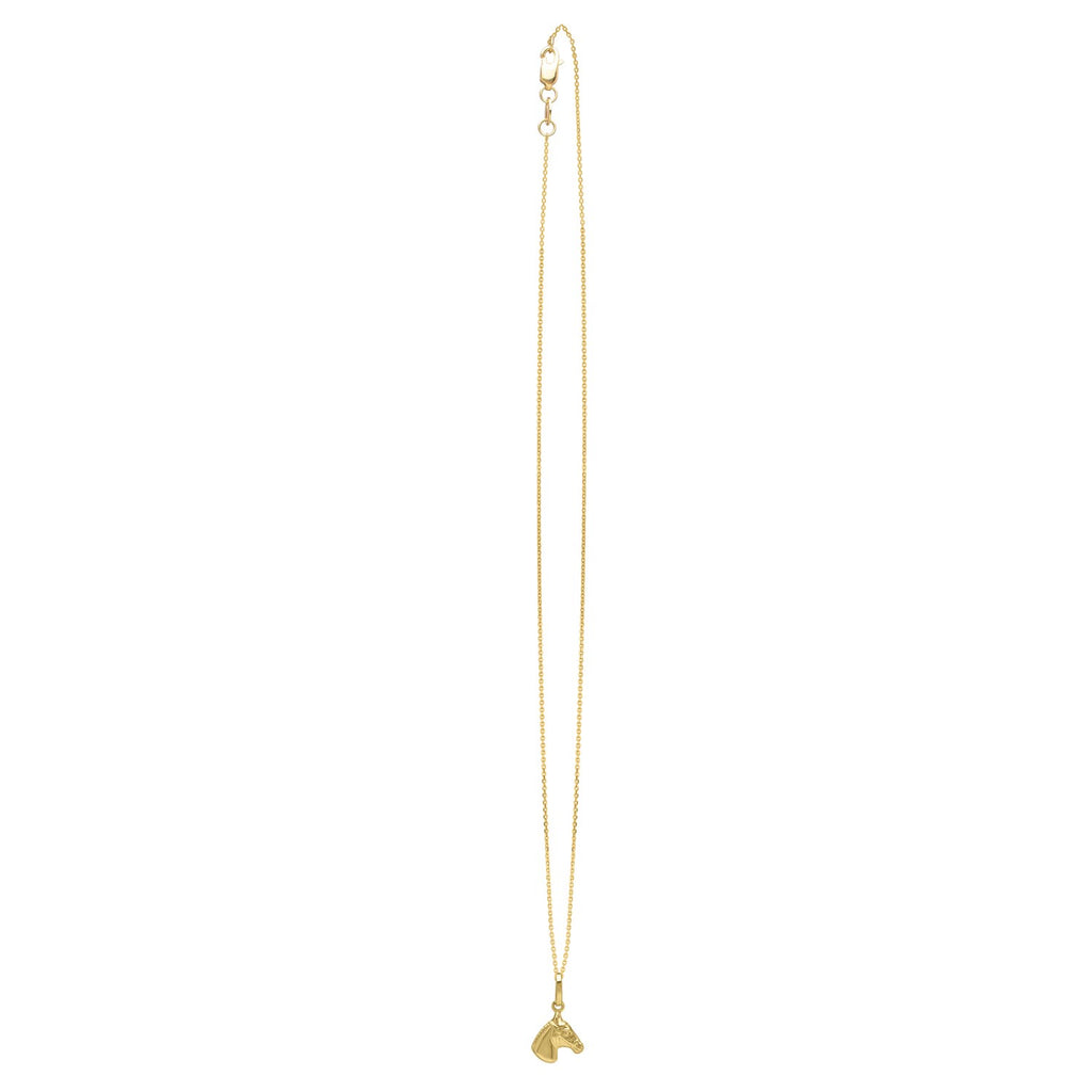 Horse Profile Small Necklace in 14K Yellow Gold