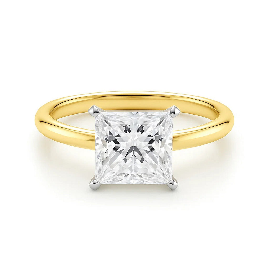 2 Carat Princess Lab Grown IGI G/VS1 Diamond Solitaire Ring in 14K Yellow Gold
