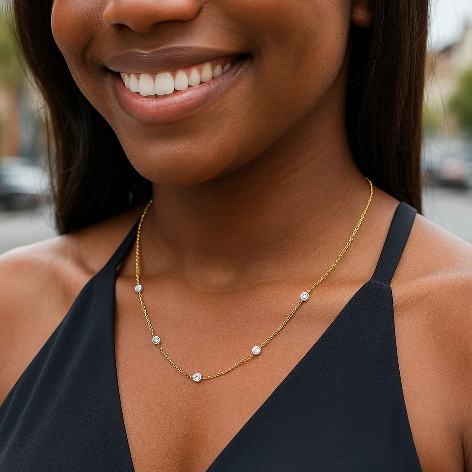 14K Yellow Gold Diamonds by the Yard Necklace