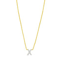 14K Yellow Gold Mini Diamond X Initial Pendant Necklace