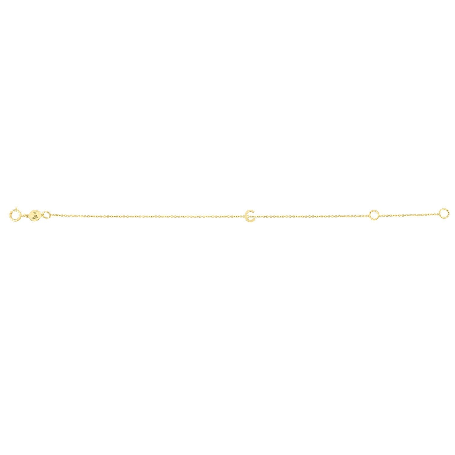 14K Yellow Gold Mini Initial C Bracelet