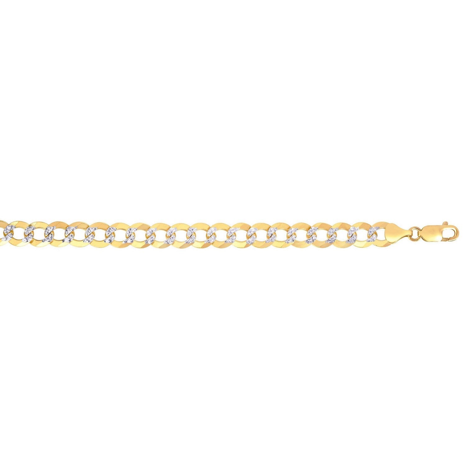 14k Two Tone Gold Pave Curb Bracelet (12.18 mm)