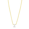14K Yellow Gold Mini Diamond Z Initial Pendant Necklace