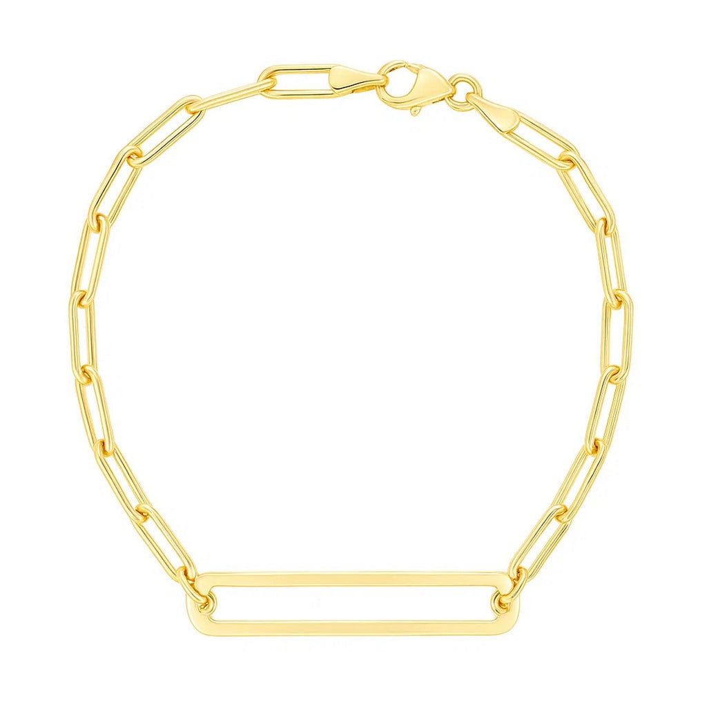 14k Yellow Gold High Polish Open Curved Paperclip Bracelet (3.30 mm)