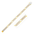 14k Yellow Gold White Pave High Polish Modern Lite Figaro Bracelet  (9.50 mm)