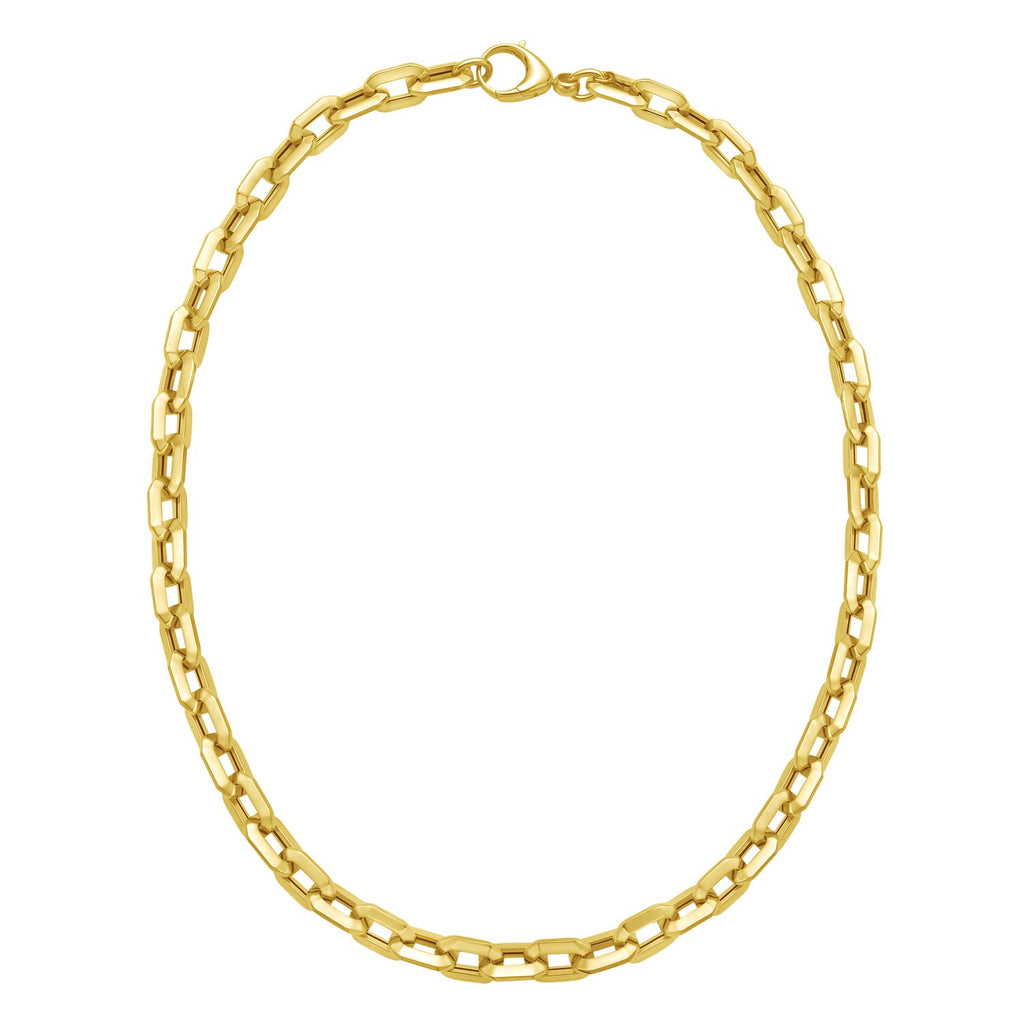 14K Yellow Gold Faceted Octagonal Link Chain Necklace (8.10 mm)