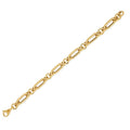 14k Yellow Gold Italian Alternating Paperclip Round Links Bracelet (8.00 mm)