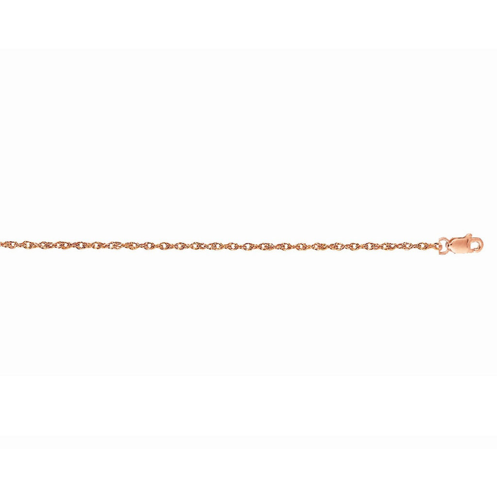 14k Rose Gold Machine Rope Chain (1.10 mm)
