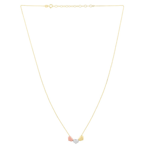 14K Tri Color Gold Triple Heart Necklace