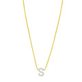 14K Yellow Gold Mini Diamond S Initial Pendant Necklace