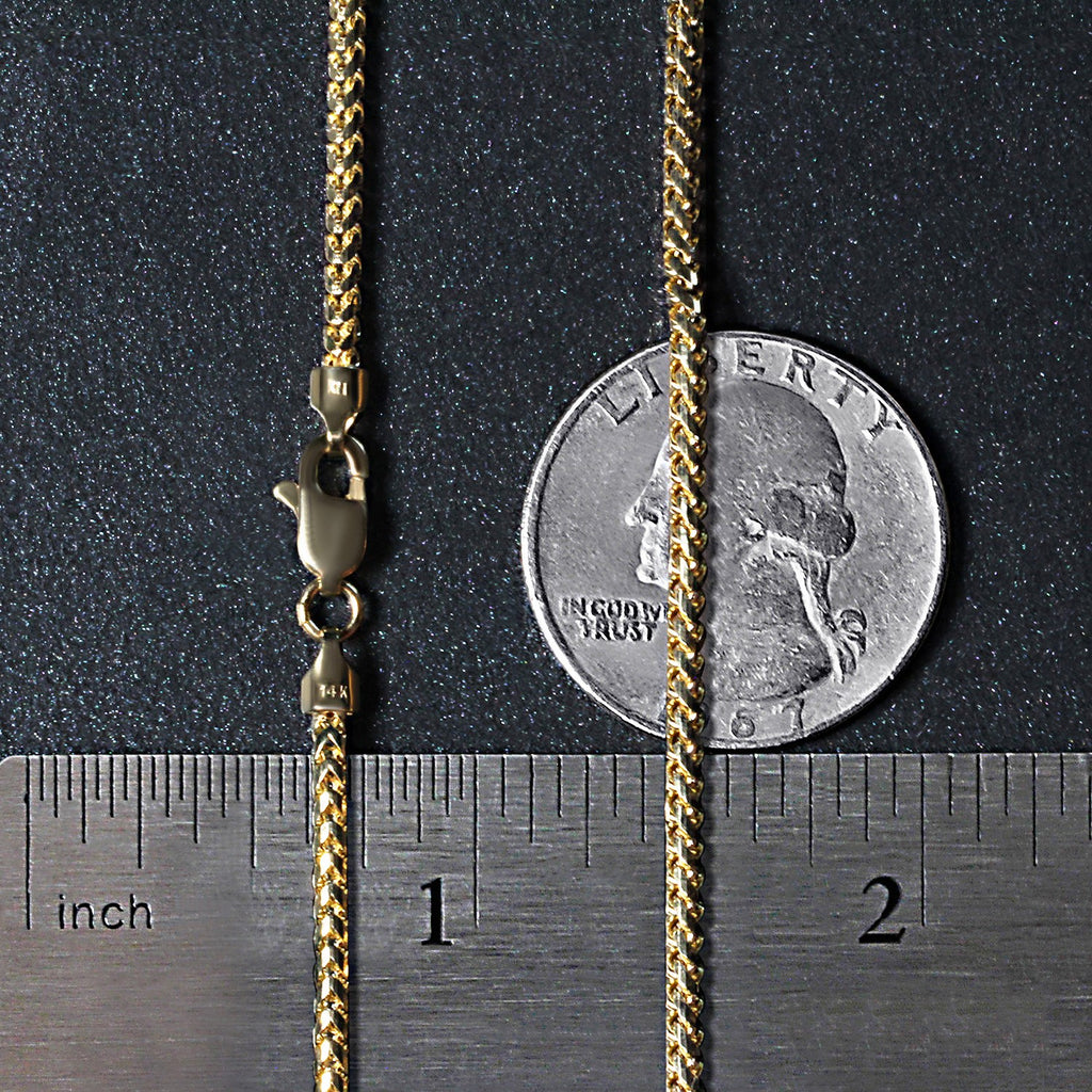 14k Yellow Solid Gold Diamond Cut Round Franco Chain (2.20 mm)