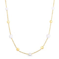 14K Yellow Gold Pearl Bead Tin Cup Station Necklace